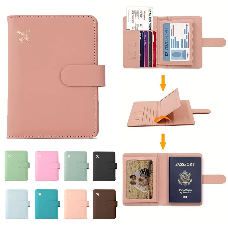 Travel Accessories Plane - حافظة جواز سفر جلدية مقاومة للماء