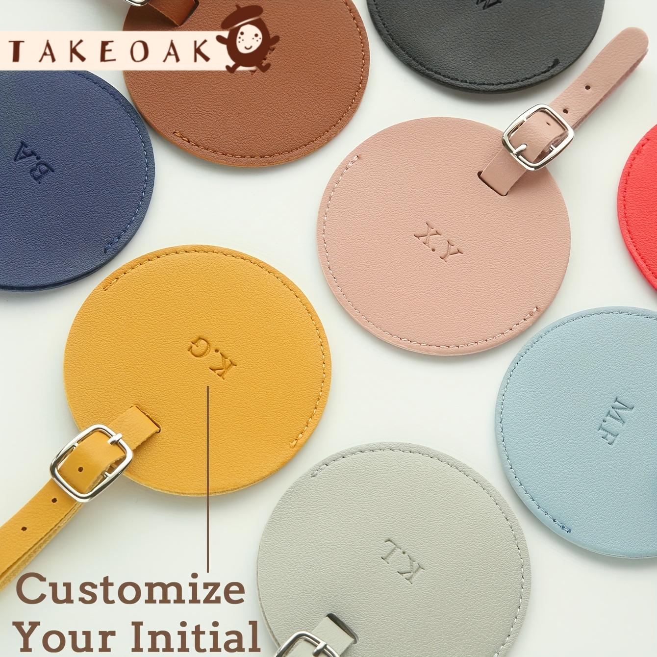 Travel Accessories Overseas - بطاقة أمتعة جلدية دائرية مخصصة بالأحرف