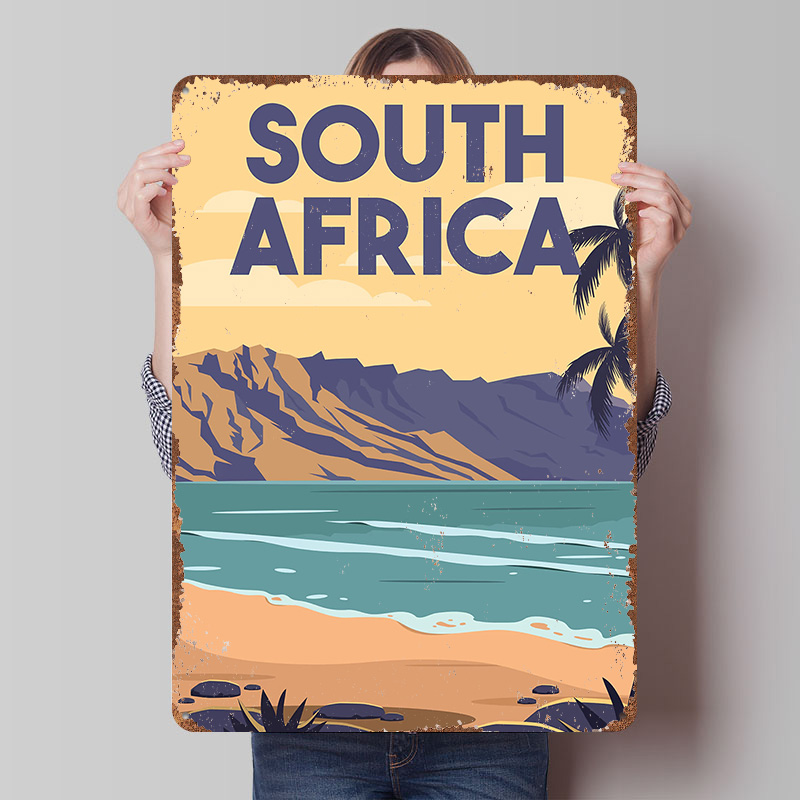 Travel Accessories South Africa - لافتة معدنية مخصصة بتصميم سفر إلى