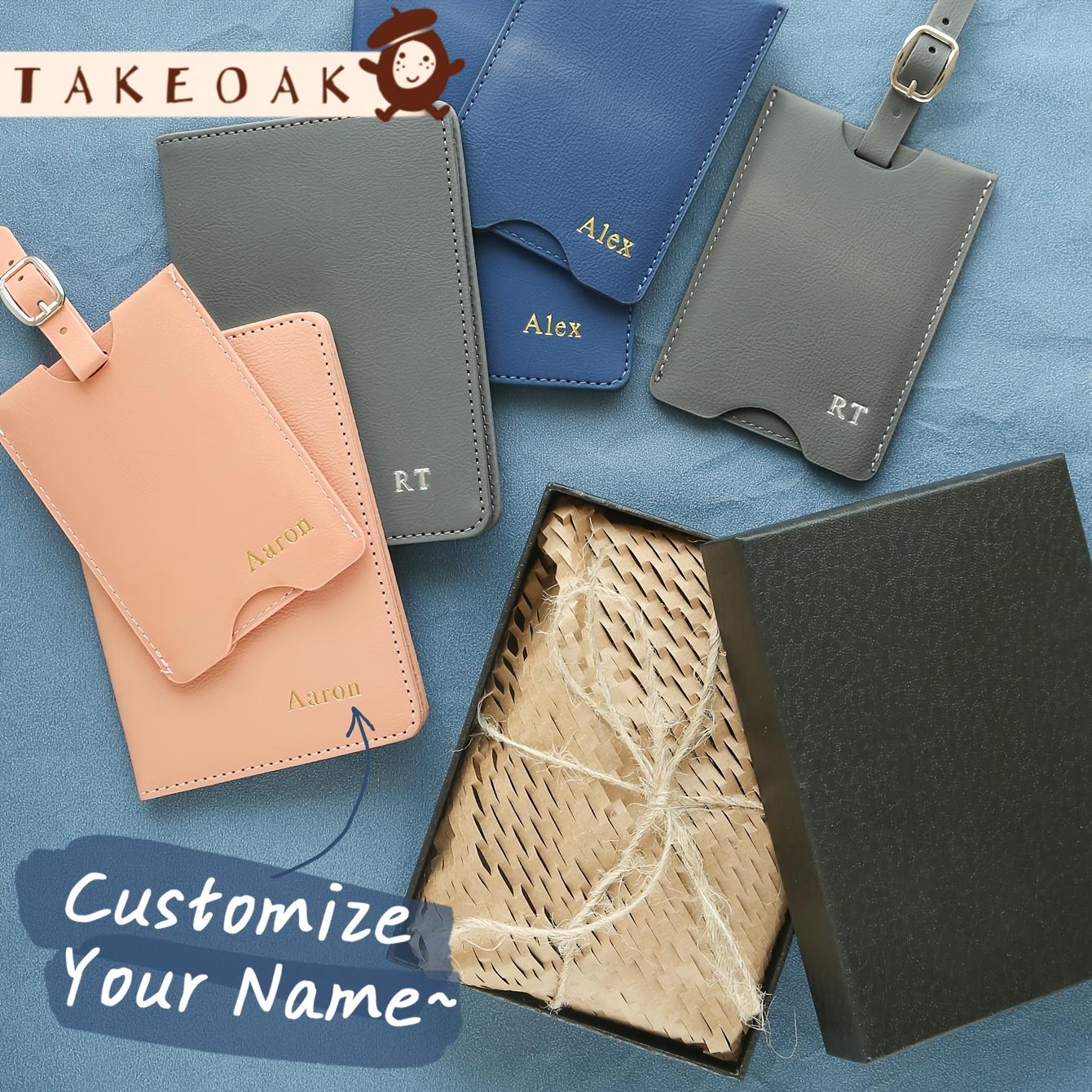 Travel Accessories Overseas - محفظة جواز سفر جلدية مخصصة بالاسم