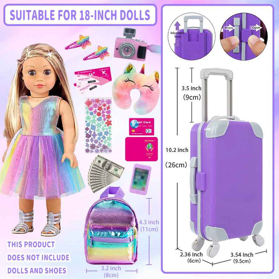 ملابس وإكسسوارات للدمى مقاس 18 - مراجعة Travel Accessories Gift Set وسعره