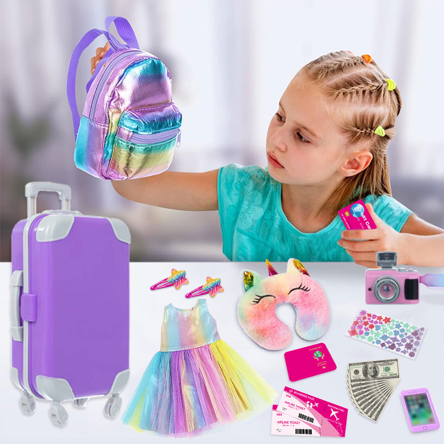 ملابس وإكسسوارات للدمى مقاس 18 - مراجعة Travel Accessories Gift Set وسعره