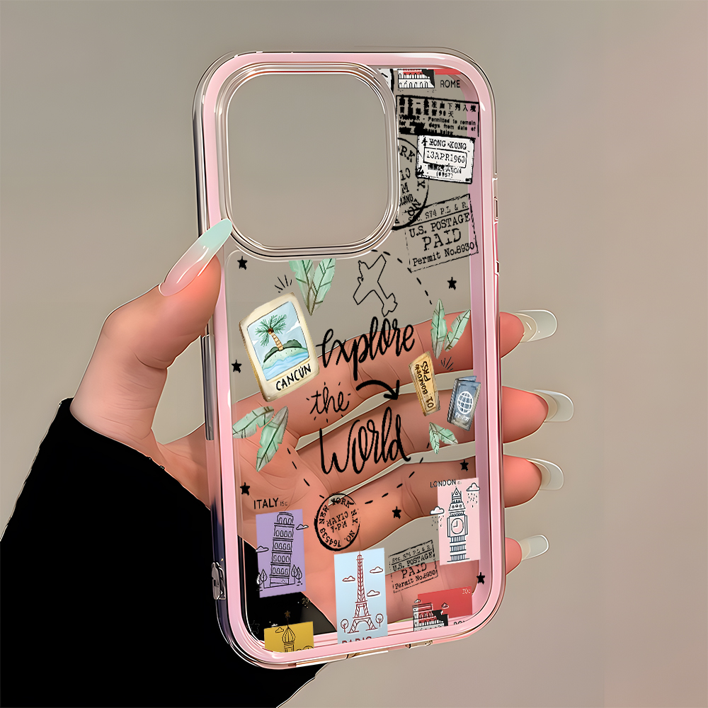 جراب هاتف شفاف بتصميم ملصقات ا - مراجعة Travel Accessories Iphone وسعره