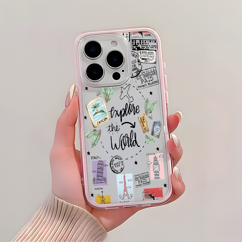 جراب هاتف شفاف بتصميم ملصقات ا - مراجعة Travel Accessories Iphone وسعره