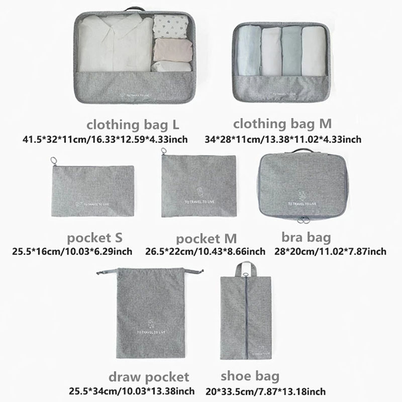 مجموعة من 7 قطع من حقائب السفر - مراجعة Travel Accessories Pouch For Women وسعره