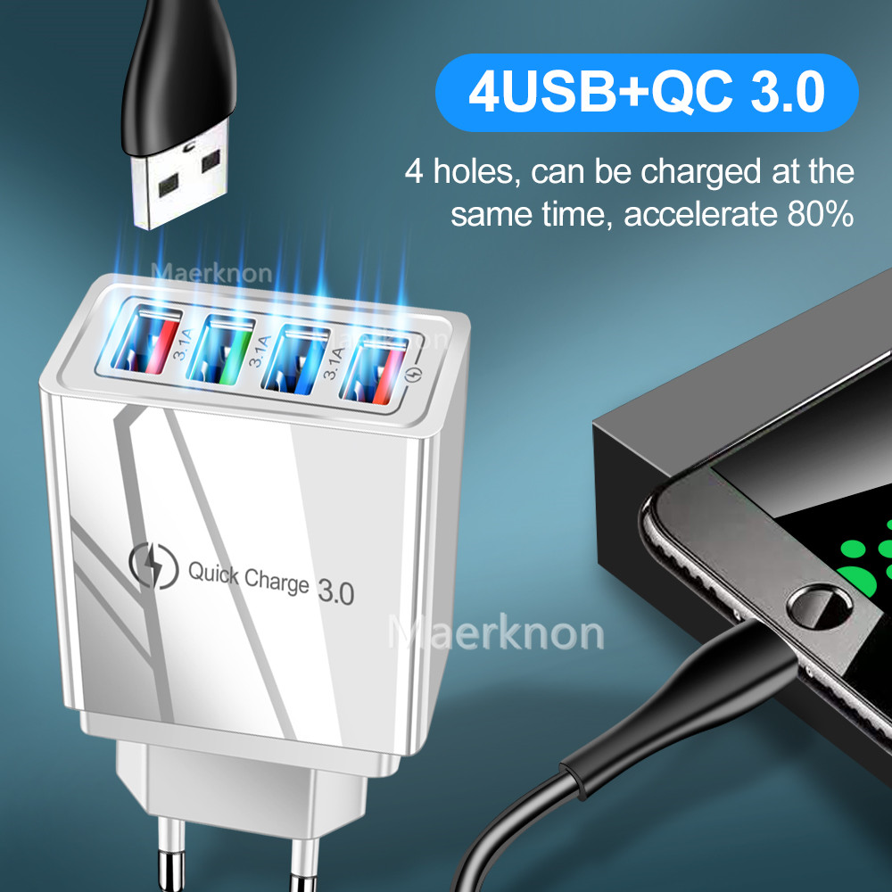 شاحن سفر سريع بـ 4 منافذ USB ب - مراجعة Travel Accessories Iphone وسعره