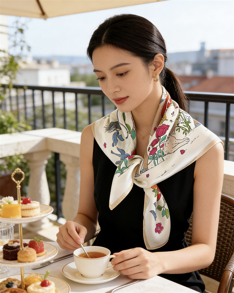 وشاح حريري نسائي بنقشة حصان، ش - مراجعة Travel Hair Accessories وسعره